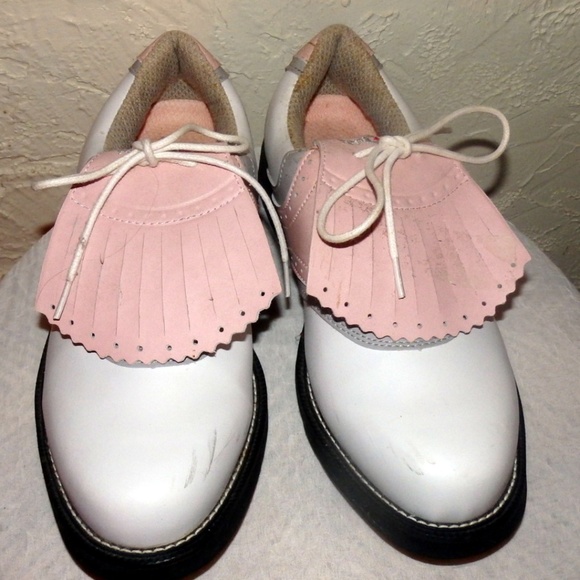 Top Flite White Pink Leather Golf Shoes Size 7 1/2 - Picture 3 of 8